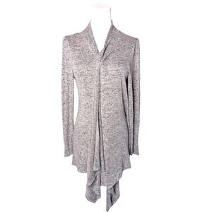 Philosophy Heather Taupe Open Front Cardigan Minimalist Cozy Casual Layer (Sz L)